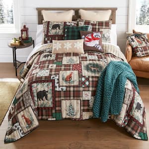 Woodland Holiday 2-Pc Christmas Multicolor Twin Microfiber Quilt Set