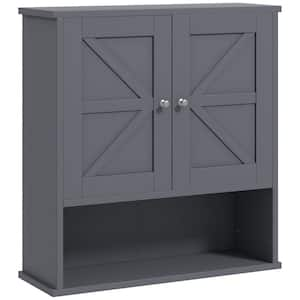 22.75 in. x 24.25 in. x 7.75 in. Ready to Assemble Gray Farmhouse Bathroom Wall Cabinet with Open & Adjustable Shelf