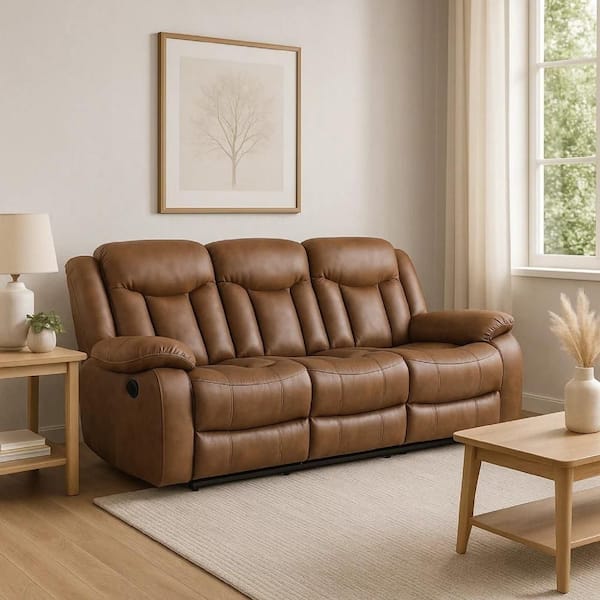 Susan Gray Faux Leather Glider Recliner Power Sofa Set