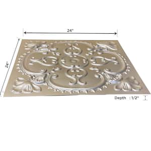 Alhambra 2 ft. x 2 ft. Glue Up PVC Ceiling Tile in Silver (200 sq. ft./case)