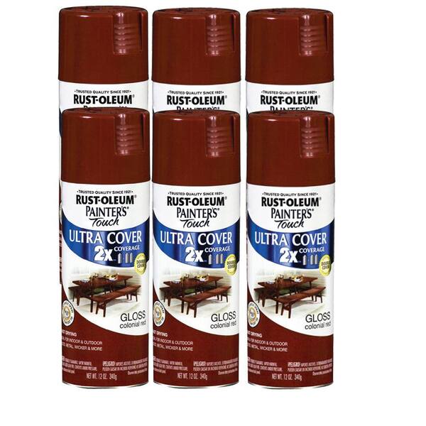 Painter's Touch 12 oz. Gloss Colonial Red Spray Paint (6-Pack)-DISCONTINUED