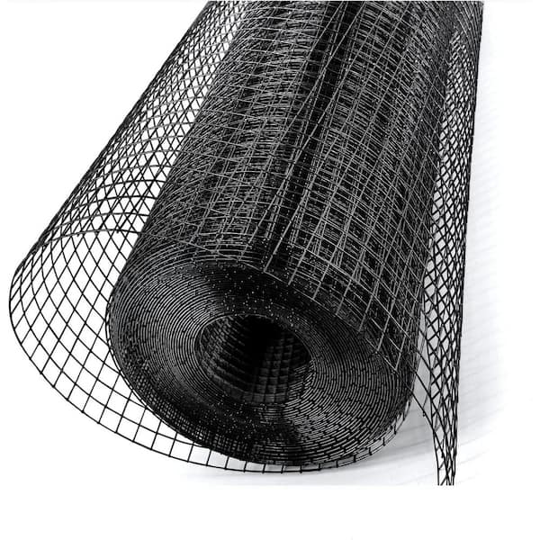 Black PVC Vinyl Coated Hardware Cloth 1/2 in x 48 in x 100.1 ft 19 Gauge Mesh Garden Fencing Roll