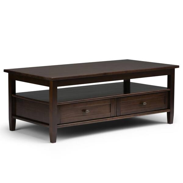 Brooklyn + Max Lexington 48 in. Tobacco Brown Large Rectangle Wood Coffee Table with Drawers