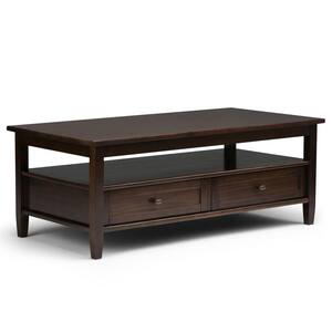 Warm Shaker Solid Wood 48 in. Wide Rectangle Transitional Coffee Table in Tobacco Brown