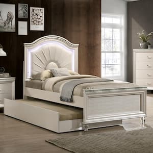 Penella Pearl White Twin Kids Bed with Trundle