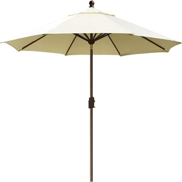 Terracemaster 9 ft. Aluminum Market Patio Umbrella with Push Button Sunbrella Natural Beige