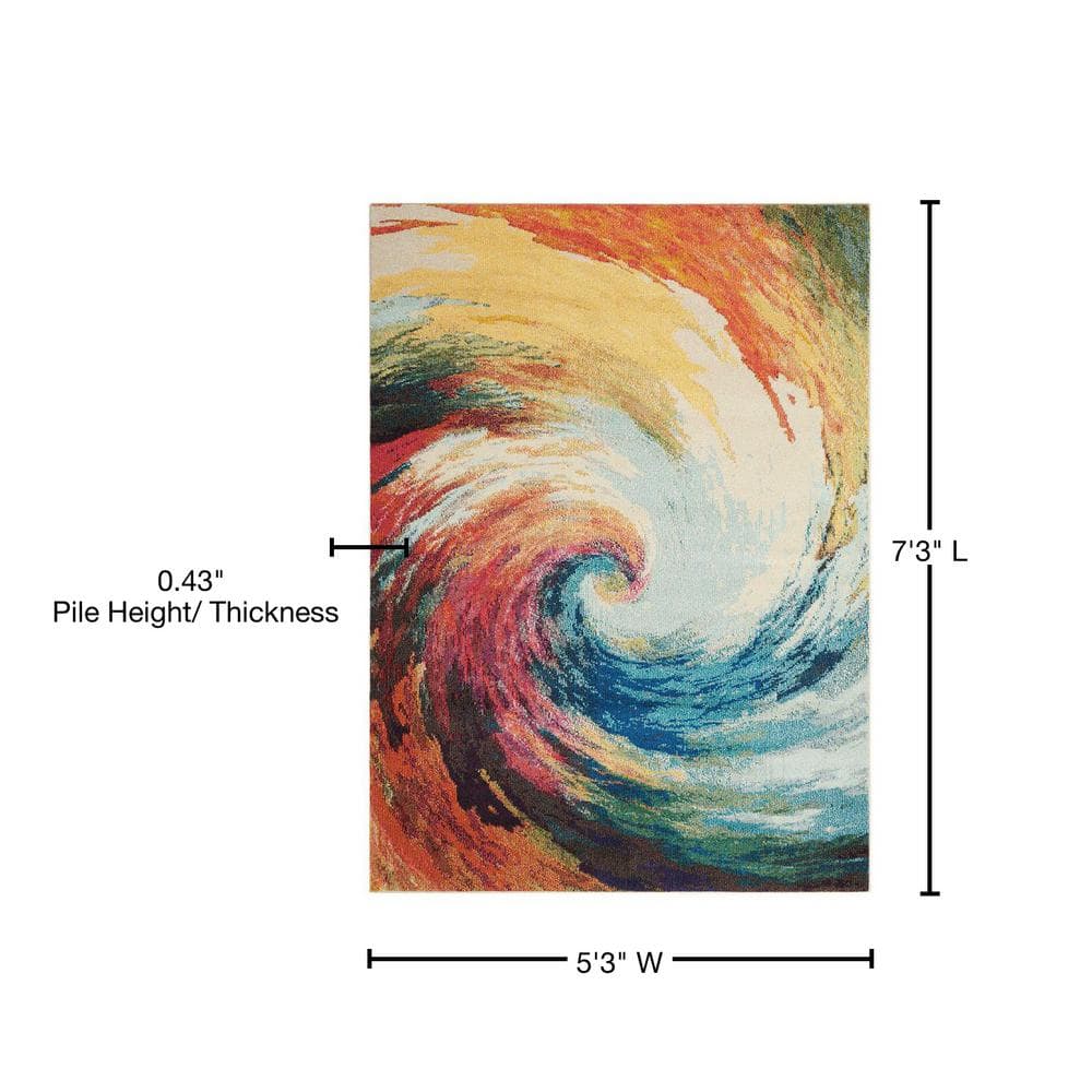 Cosmic Radiance Abstract Red 5' x 7' Synthetic Area Rug