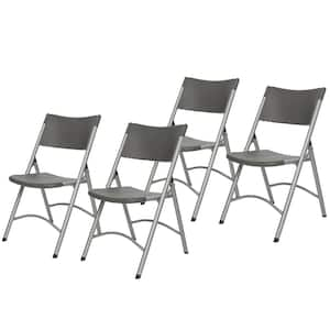 Gwyneth Collection Plastic Resin Card Table Folding Chair, Charcoal, Pack of 4