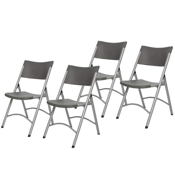 HAMPDEN FURNISHINGS Gwyneth Collection Plastic Resin Card Table Folding Chair, Charcoal, Pack of 4
