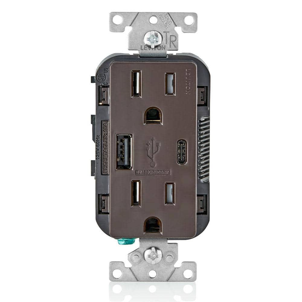 Leviton Brown Tamper-Resistant USB Wall Outlet Charger