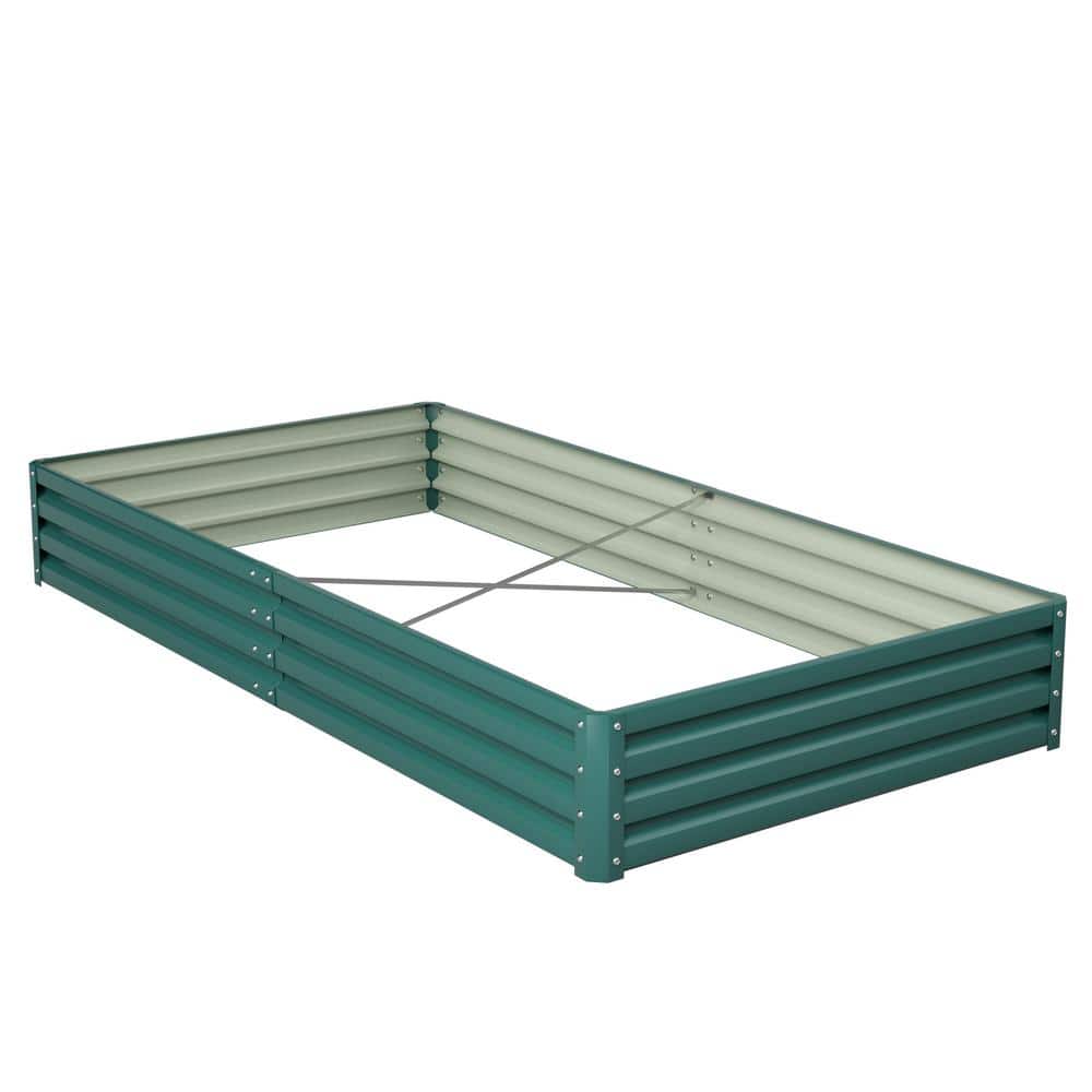 8 ft x 4 ft Green Galvanized Steel Raised Garden Bed Planter