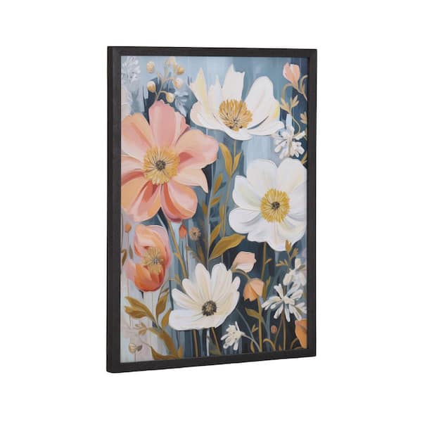 Kate and Laurel Gallery Boho Flowers in Muted Neutrals by the Creative Bunch Studio Black Framed Art Print 12 in. x 16 in.