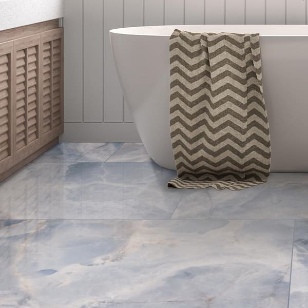 MSI Aura Blue 24 in. x 48 in. Polished Porcelain Floor and Wall