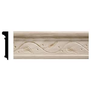 1925 9/16 in. x 2-1/2 in. x 96 in. White Hardwood Embossed Ivy Chair Rail Moulding