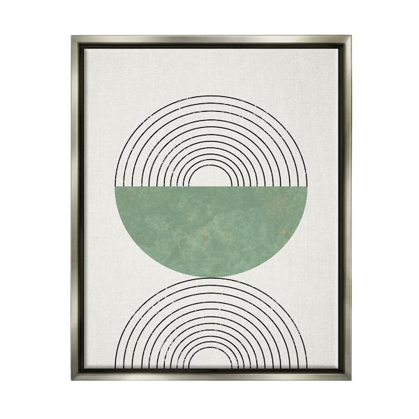 The Stupell Home Decor Collection Geometric Circular Study Curved Art Deco by Daphne Polselli Floater Frame Abstract Wall Art Print 17 in. x 21 in.