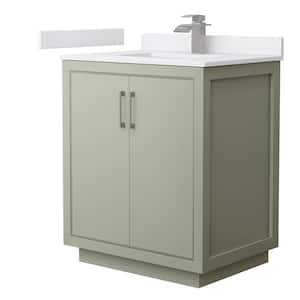 Icon 30 in. W x 22 in. D x 35 in. H Single Bath Vanity in Light Green with White Cultured Marble Top