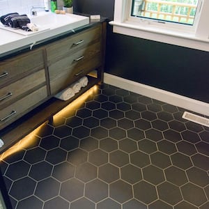 Hexatile Matte Nero 7 in. x 8 in. Porcelain Floor and Wall Tile (7.5 sq. ft./Case)