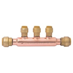 3/4 in. x 1/2 in. Push-to-Connect Copper 3-Port Open Manifold Fitting