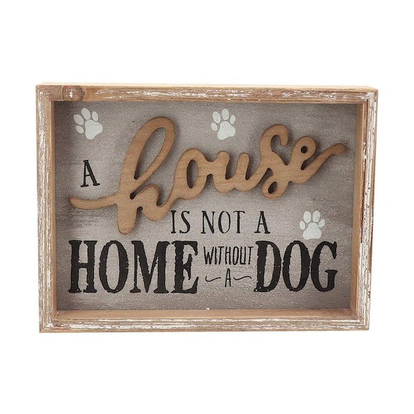 PARISLOFT A House is Not A Home Without A Dog Vintage Wooden Frame Wall Decorative Sign