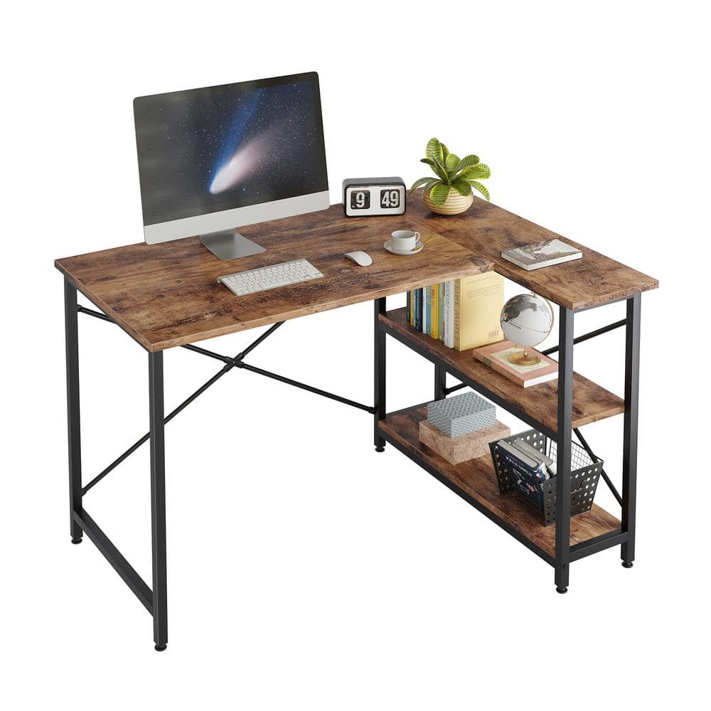 Bestier 47 Inch Small L-Shaped Computer Desk with Storage Shelves ...