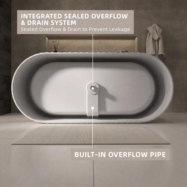 Zeafive Dus 67 in. x 29.5 in. Solid Surface Stone Resin