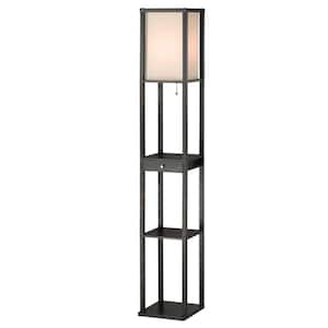 Parker 62.5 in. Black Shelf Lamp with Drawer