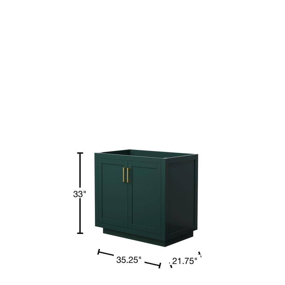 Miranda 35.25" Dark Green and Gold Freestanding Single Bathroom Vanity