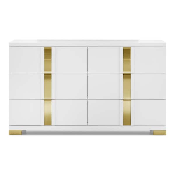 white and gold dresser and nightstand set Rachael Ray Home Chelsea 4pc Panel Bedroom in White/Gold perfect for storing all of your clothing and accessories Tribesigns Nightstands Set of 2