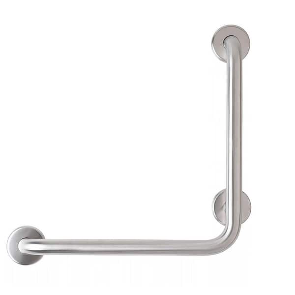 CSI Bathware 18 in. x 18 in. Left Hand Vertical Angle Grab Bar in Satin Stainless