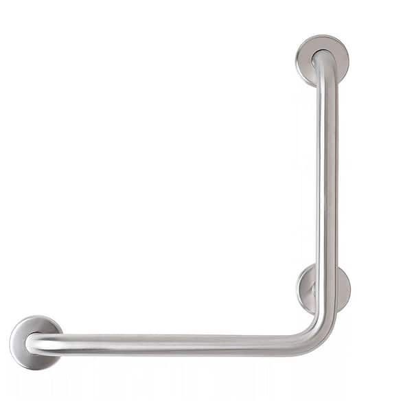 CSI Bathware 32 in. x 32 in. Left Hand Vertical Angle Grab Bar in Satin