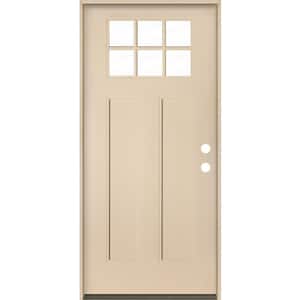 PINNACLE Craftsman 36 in. x 80 in. 6-Lite Left-Hand/Inswing Clear Glass Unfinished Fiberglass Prehung Front Door
