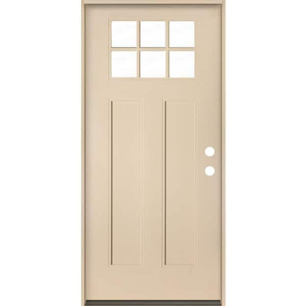 Krosswood Doors PINNACLE Craftsman 36 in. x 80 in. 6-Lite Left-Hand/Inswing Clear Glass Unfinished Fiberglass Prehung Front Door