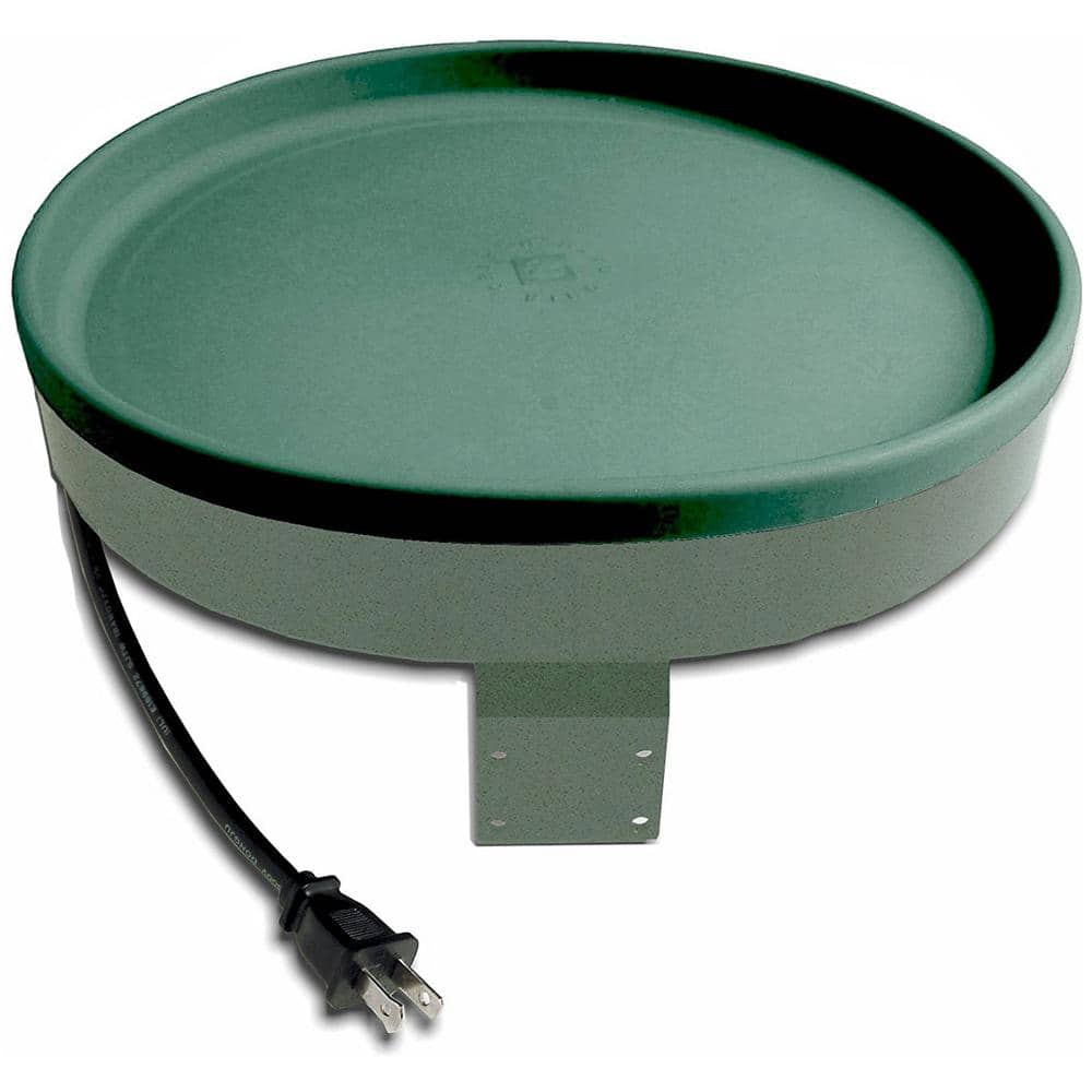 Green Plastic 14-Inch Heated Outdoor Birdbath