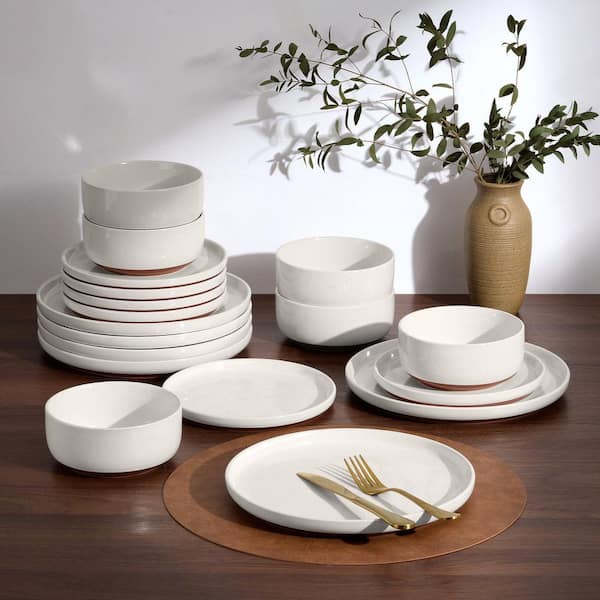 DR. SOIÉ TAVC WHITE & SAIBOW セット Numhew 12-Piece White Ceramic Dinnerware Set Service for 4 w