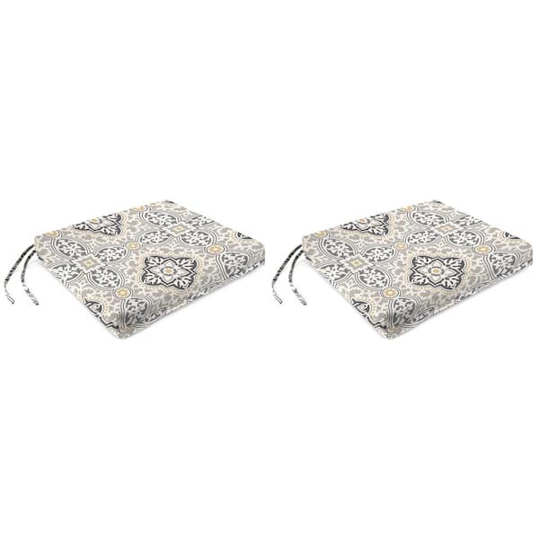 Jordan Manufacturing 19 in. L x 17 in. W x 2 in. T Rave Grey Outdoor Rectangular Chair Pad Seat Cushion (2-Pack)