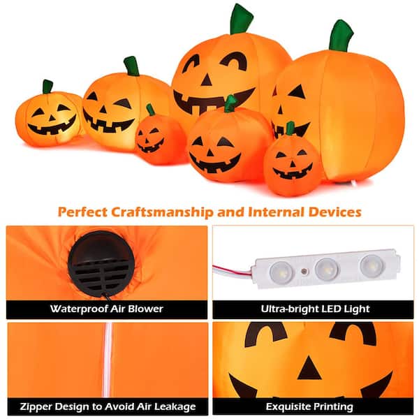 Costway 7.5 ft. Halloween Inflatable 7 Pumpkins Patch with