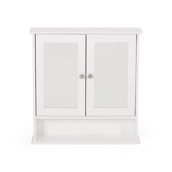 Tileon 22 in. W x 23 in. H x Rectangular White Wood Surface Mount ...