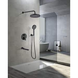 2-Handle 2-Spray Tub and Shower Faucet and Handheld Combo with 8 in. Shower Head in Matte Black (Valve Included)