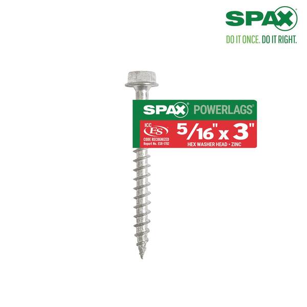 SPAX 5/16 in. x 3 in. Powerlag Hex Drive Washer Head Zinc Coated Lag Screw 4571010800757 The