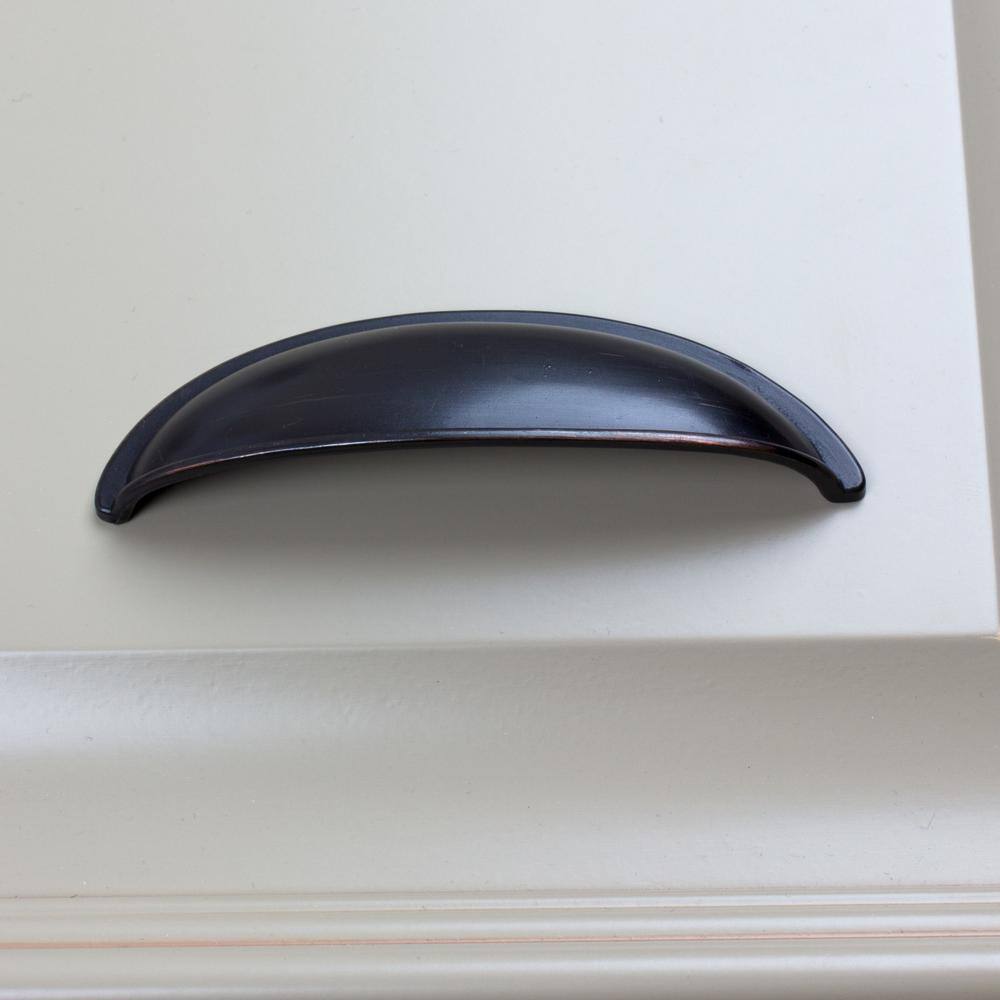 Oil Rubbed Bronze Steel Cup Pull with Mounting Hardware