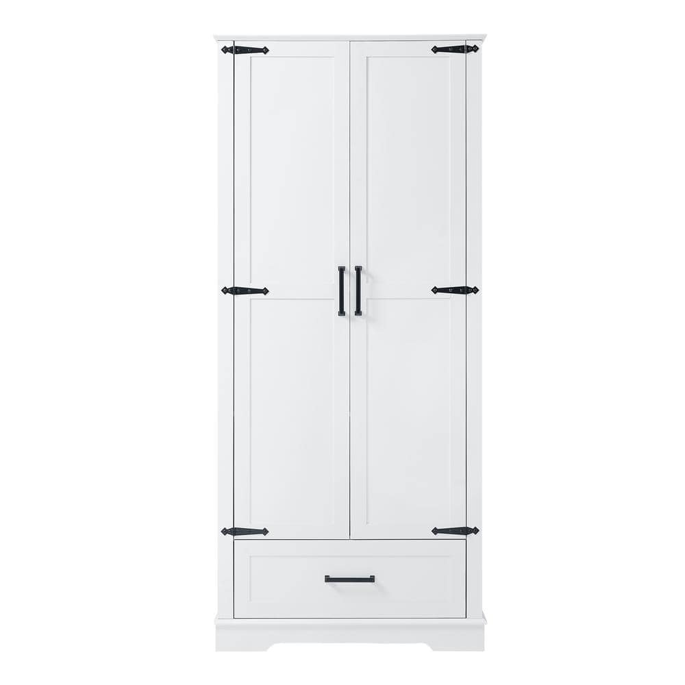 31 in. W x 16 in. D x 69 in. H Freestanding White Linen Cabinet Tall Bathroom Storage Cabinet with 2-Doors and Drawer price history on PriceWatchPro