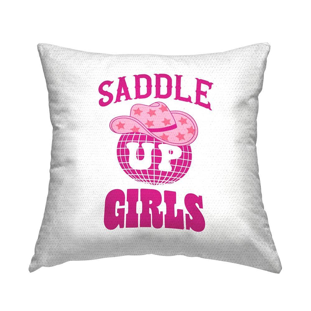 Saddle Up Girls Cowgirl Pink Square Outdoor Throw Pillow price history on PriceWatchPro