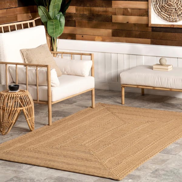 Rowan Tan 8 ft. x 10 ft. Solid Indoor/Outdoor Area Rug