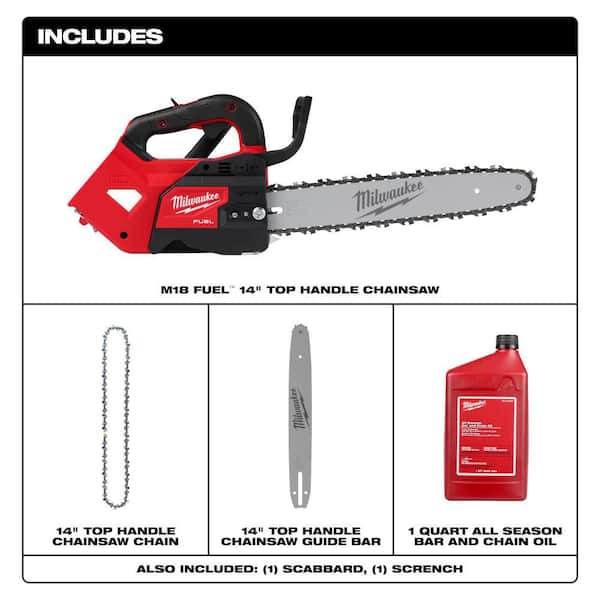 Milwaukee M18 FUEL 14 in. 18V Lith-Ion Battery Top Handle Chainsaw