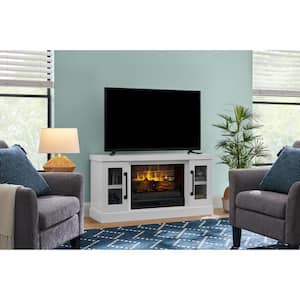Spruce Hallow 48 in. Freestanding Electric Fireplace TV Stand in White