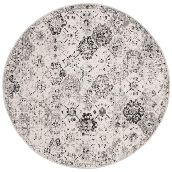 SAFAVIEH Madison Silver/Gray 8 ft. x 8 ft. Round Border Area Rug