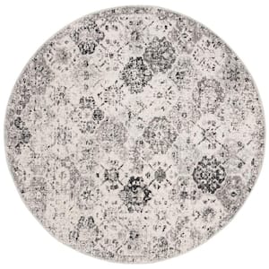 Madison Silver/Grey 11 ft. x 11 ft. Border Floral Medallion Geometric Round Area Rug