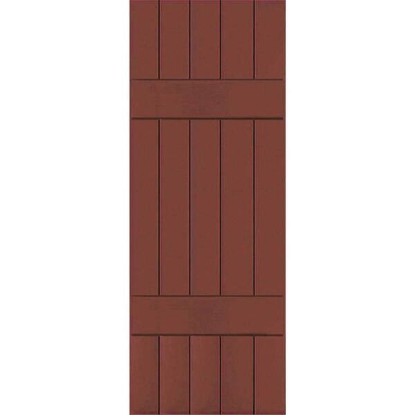 Ekena Millwork 18" x 64" Exterior Five Board (2 Batten) Real Wood Cedar Board-n-Batten Shutters (Per Pair), Country Redwood