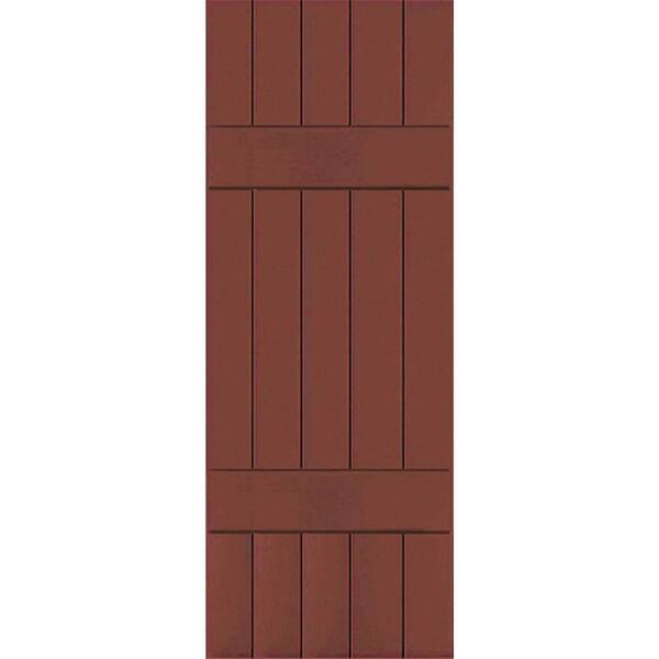 Ekena Millwork 18 in. x 72 in. Exterior Real Wood Pine Board & Batten Shutters Pair Country Redwood