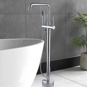 1-Handle Freestanding Tub Faucet with Hand Shower in Chrome